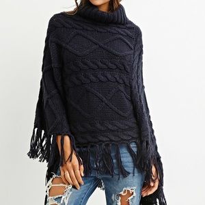 Forever 21 Navy Poncho